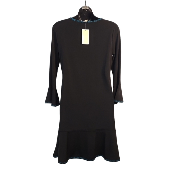 Michael Kors Women's Flare Cuff And Hem Black Stretch Dress Size S NWT - Picture 2 of 9